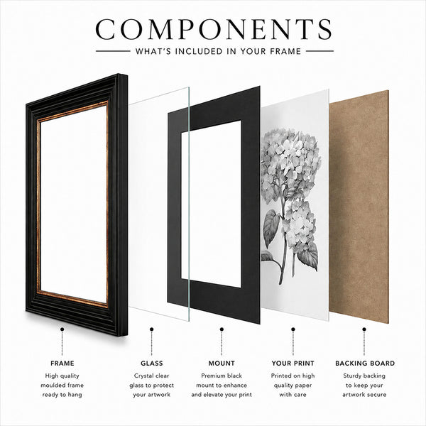 A3 Shabby Chic Poster Frame For A4 Print With Mount | Vintage Black