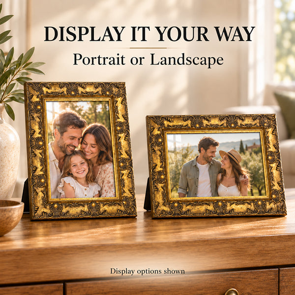 A4 Ornate Antique Frame With Glass | Gold