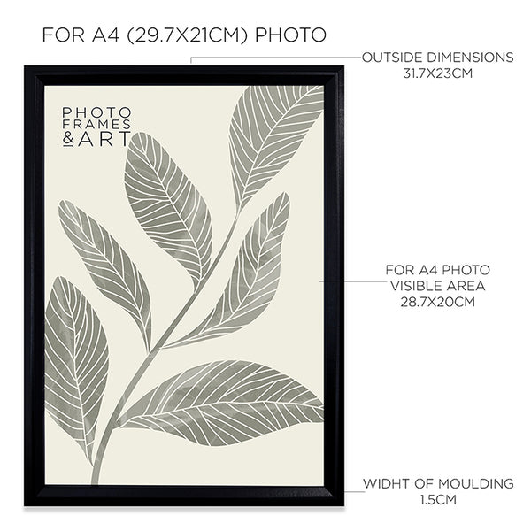 A4 Black Photo Frame With Glass | Pack of 3