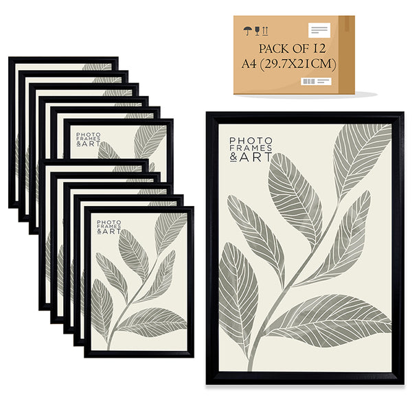 A4 Black Photo Frame With Glass | Pack of 12