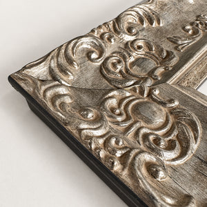 A4 Ornate Antique Frame With Glass | Champagne Silver