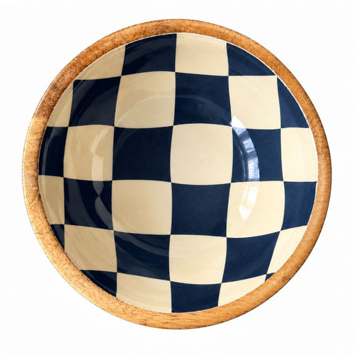 Geo Enamel Mango Wood Bowl 17.5cm | Choice of 3 colours