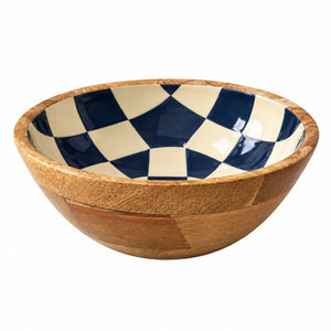 Geo Enamel Mango Wood Bowl 17.5cm | Choice of 3 colours