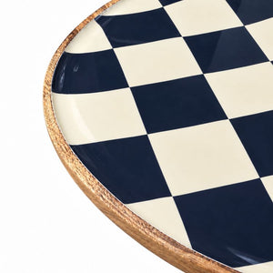 Geo Enamel Mango Wood Plate 35 cm | Choice of 3 colours
