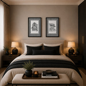 Framed 50x70cm Striped Wall Art | Cafe