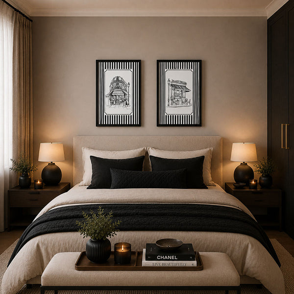 Framed 50x70cm Striped Wall Art | Cafe