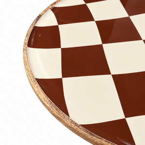 Geo Enamel Mango Wood Plate 35 cm | Choice of 3 colours