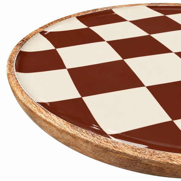Geo Enamel Mango Wood Plate 35 cm | Choice of 3 colours