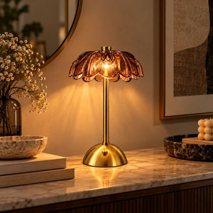 Glass LED FLower Lamp 30cm | Brown