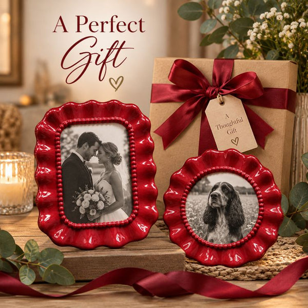 Burgundy Ruffle Photo Frames | Set of two