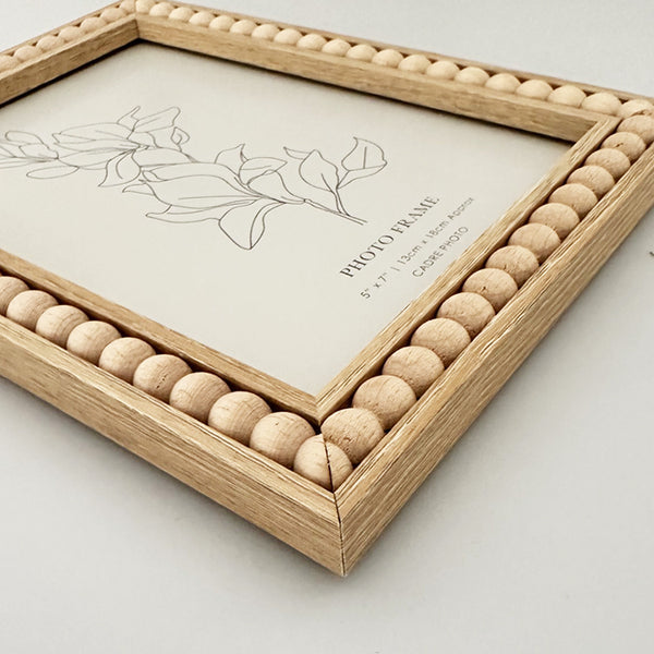 6x4" Beaded Photo Frame | Light Wood