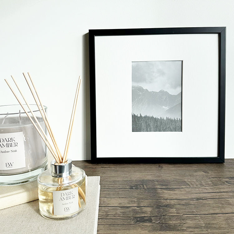 Oversized Mount Wooden 12x12 Black Frame for 7x5 with a scenic Photo of a mountain