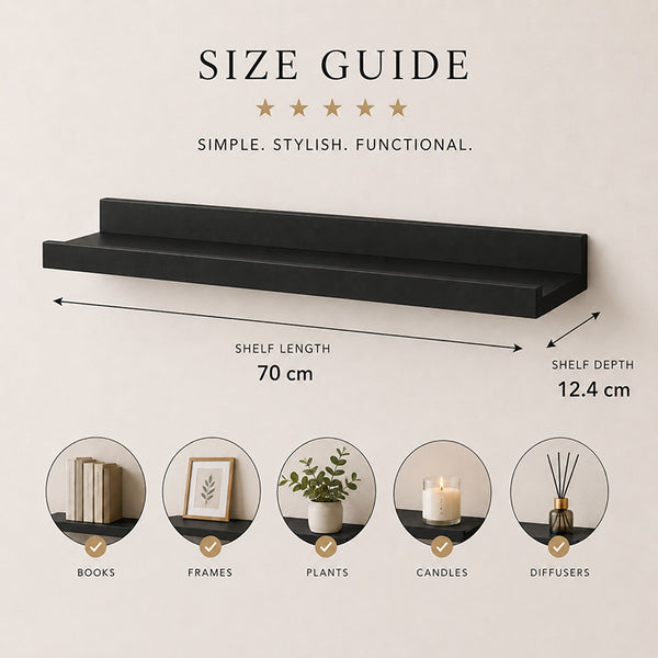 Black Picture Ledge Set Of Two | Floating Shelves