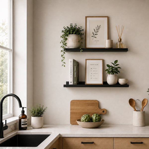 Black Picture Ledge Set Of Two | Floating Shelves