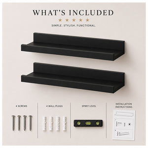 Black Picture Ledge Set Of Two | Floating Shelves