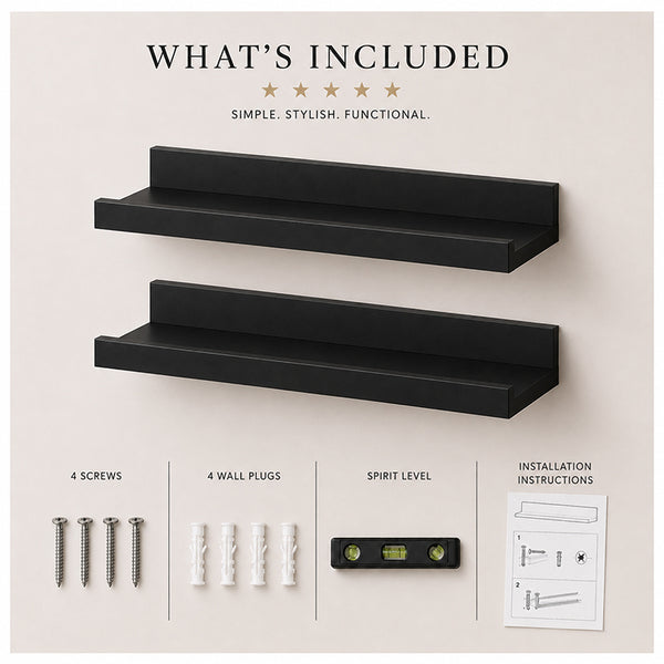 Black Picture Ledge Set Of Two | Floating Shelves