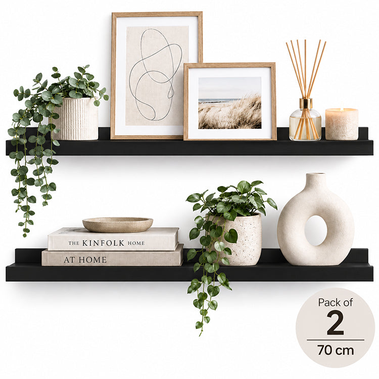 Black Picture Ledge Set Of Two | Floating Shelves