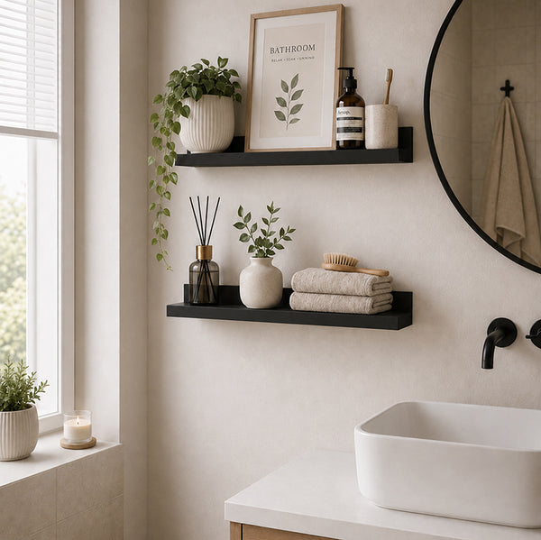 Black Picture Ledge Set Of Two | Floating Shelves