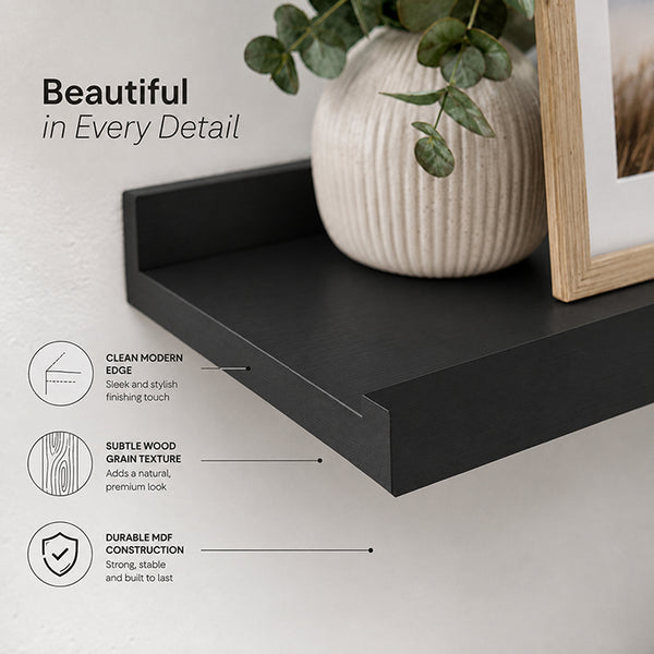 Black Picture Ledge Set Of Two | Floating Shelves