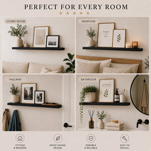 Black Picture Ledge Set Of Two | Floating Shelves