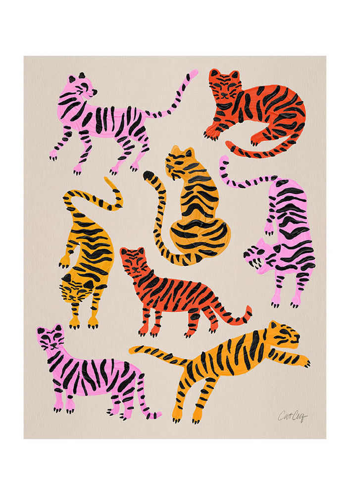 Pink Yellow Tiger by Cat Coquilliette