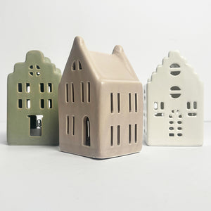 Pastel Ceramic LED Houses | Set of 3