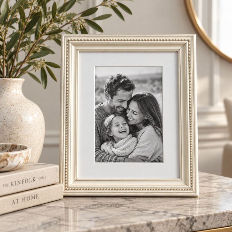 10x8" Vintage Ivory Photo Frame with Beaded Detail | For 8x6" Print