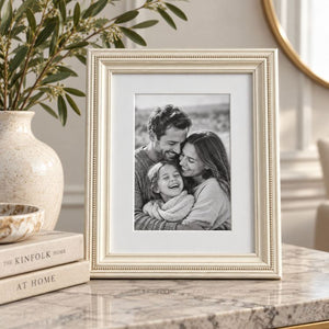 10x8" Vintage Ivory Photo Frame with Beaded Detail | For 8x6" Print
