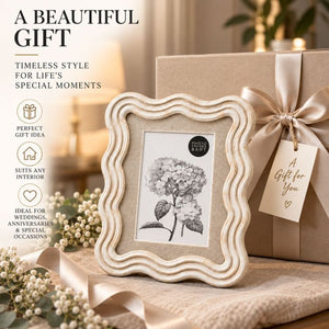 Cream Wavy Wooden Photo Frame with Linen Mount  | 6x4" print