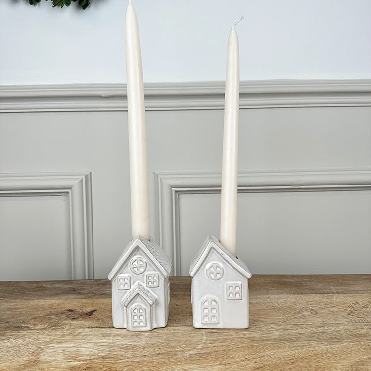 Ceramic Houses Candle Holders | Set of 2