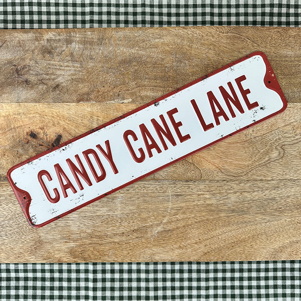 Metal Christmas Sign | Candy Cane Lane