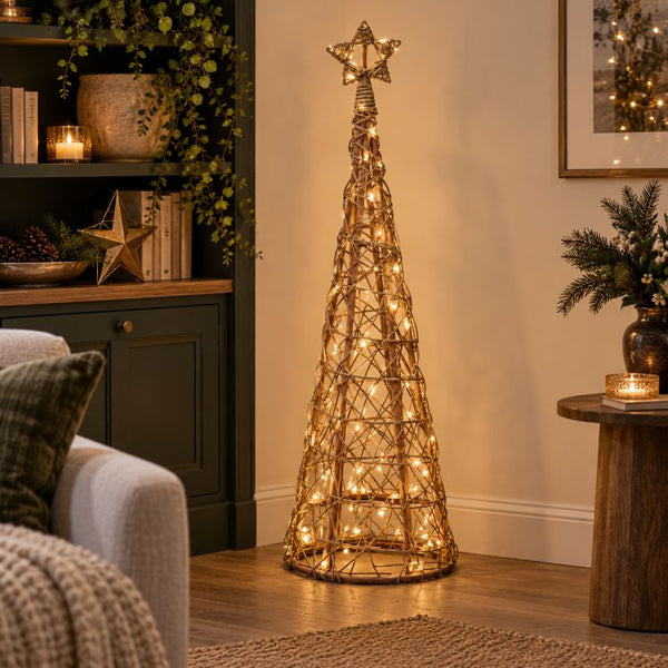LED Wicker Christmas Tree With Star | Small Or Large