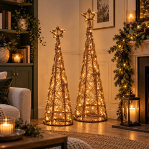 LED Wicker Christmas Tree With Star | Small Or Large