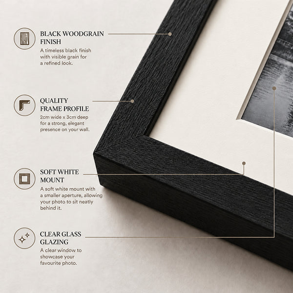 A3 Wood Frame for A5 Print With Mount | Hartland Black