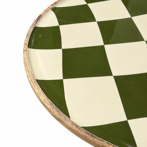 Geo Enamel Mango Wood Plate 35 cm | Choice of 3 colours