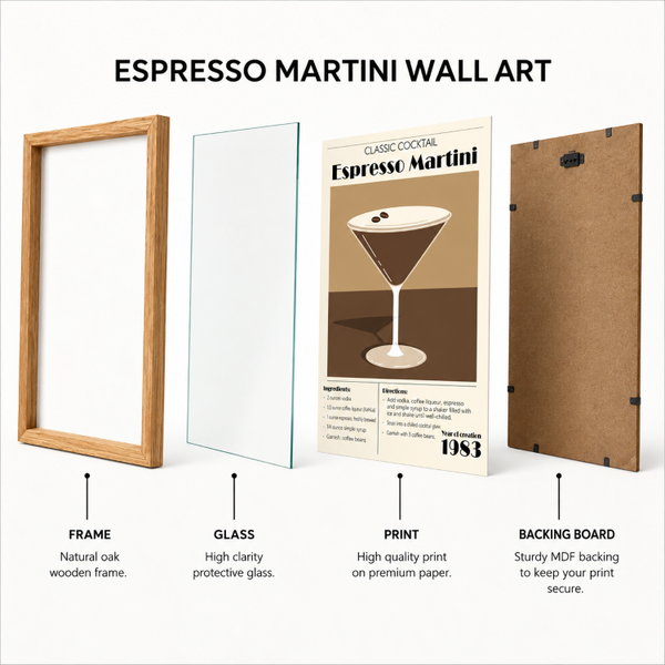 Framed 30x40cm Cocktail Art | Espresso Martini