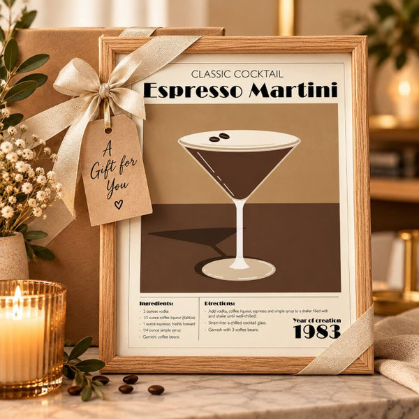 Framed 30x40cm Cocktail Art | Espresso Martini
