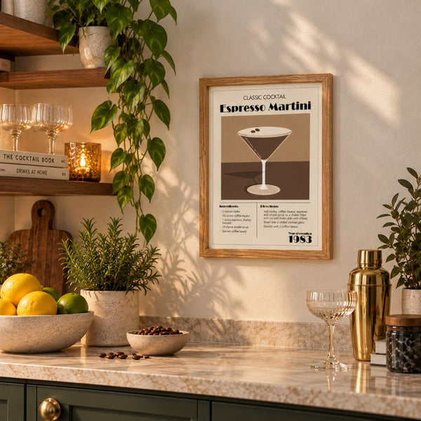 Framed 30x40cm Cocktail Art | Espresso Martini