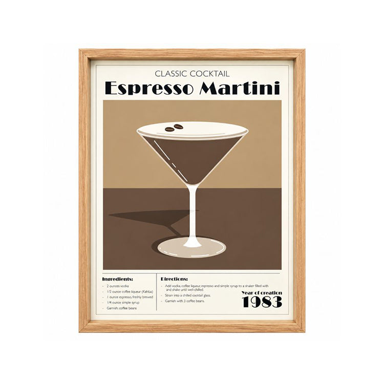 Framed 30x40cm Cocktail Art | Espresso Martini