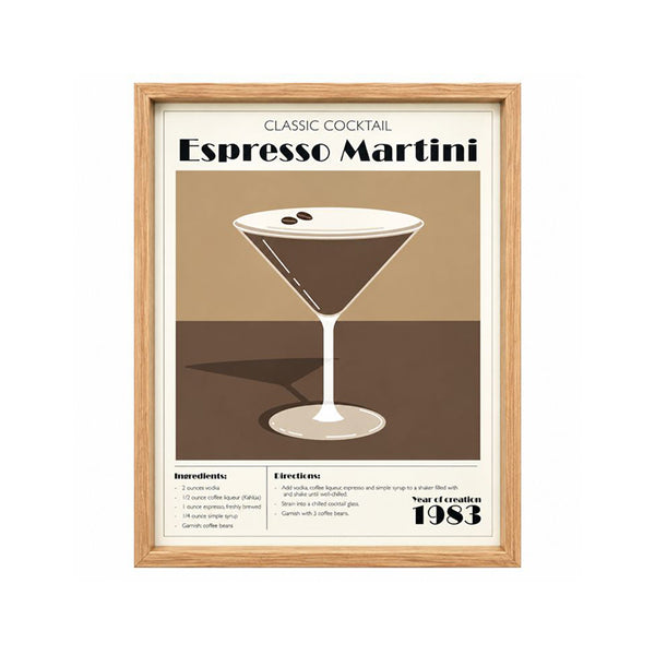 Framed 30x40cm Cocktail Art | Espresso Martini