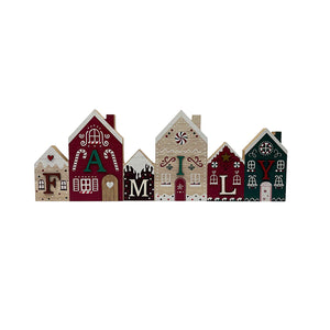 Christmas Family Sign | Wooden Gingerbread Houses