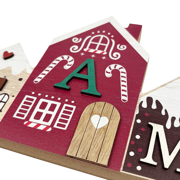 Christmas Family Sign | Wooden Gingerbread Houses