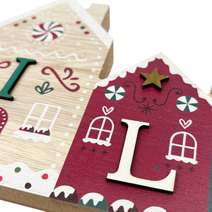 Christmas Family Sign | Wooden Gingerbread Houses