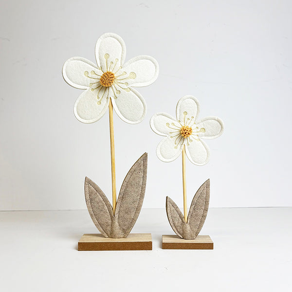 White Felt Flowers | Set of 2