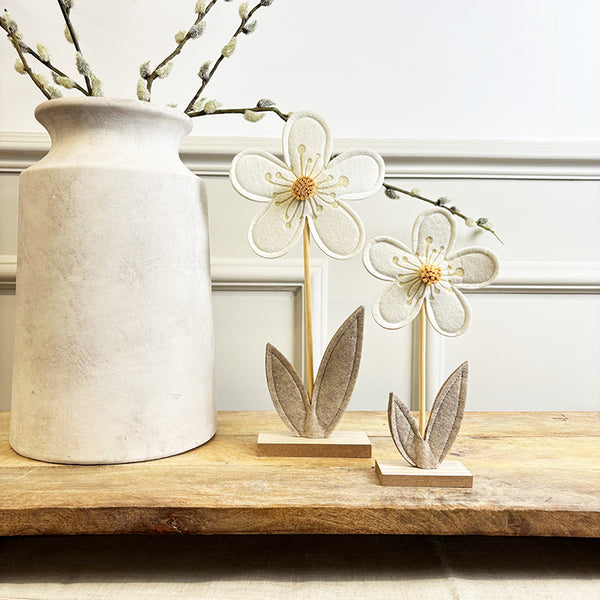 White Felt Flowers | Set of 2