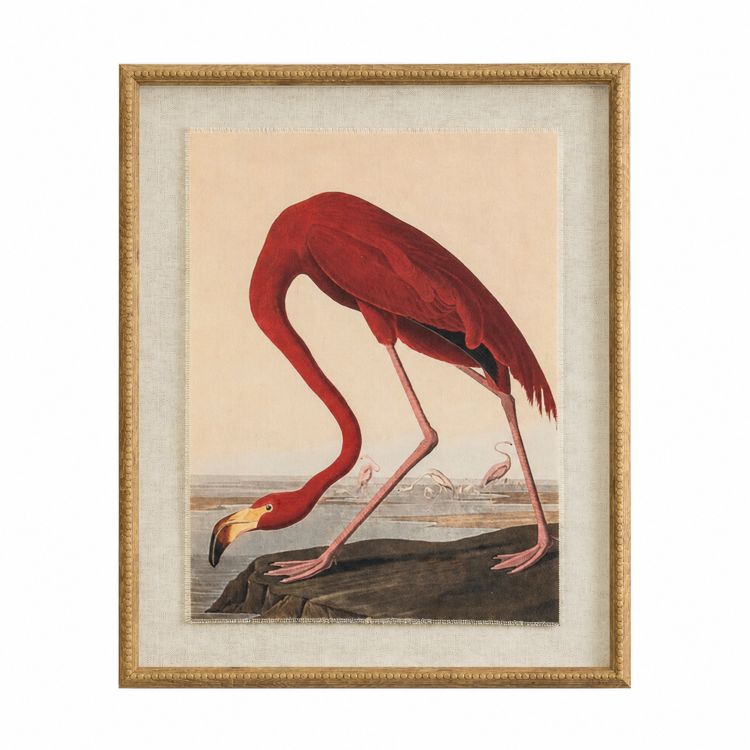 Flamingo Framed Wall Art 40x50cm | Vintage Wooden Frame