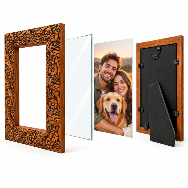 6x4" Photo Frame | Floral Etched