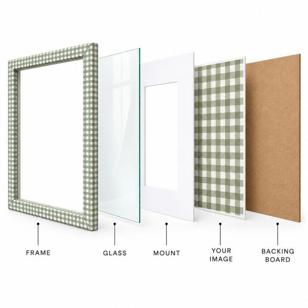10x8" Photo Frame | Green Gingham
