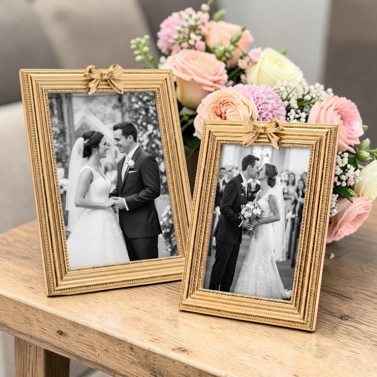 Gold Ribbon Bow Photo Frames | Available in 2 sizes