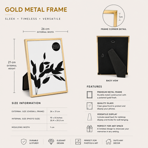 Gold Metal Fine Photo Frame | Available in 2 Sizes